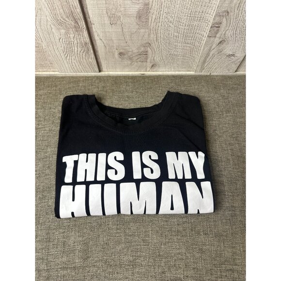 Youth Size XL This Is My Human Costume Panda Black T-Shirt Novelty Tee - Picture 3 of 5